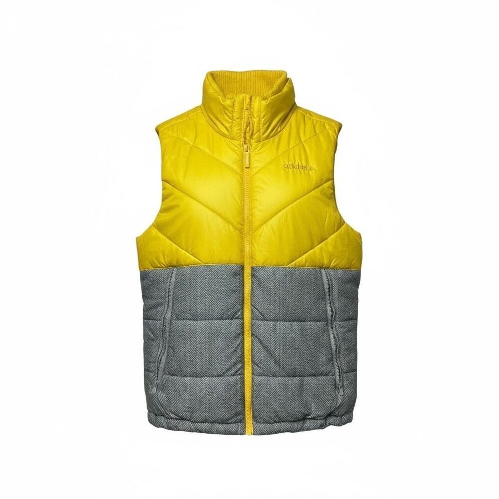 NWOT Adidas Neo Sports Padded Yellow & Gray Puffer Vest Women's Small